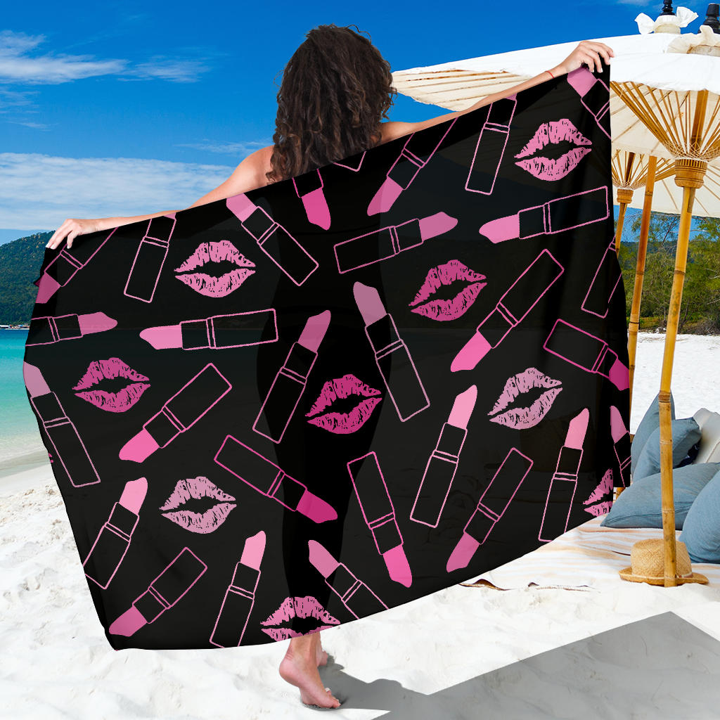 Lipstick Pink Pattern Print Design 01 Sarong Pareo Wrap