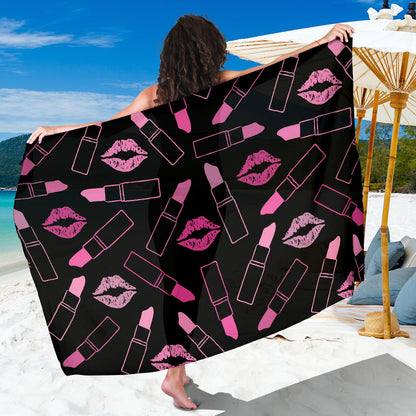 Lipstick Pink Pattern Print Design 01 Sarong Pareo Wrap