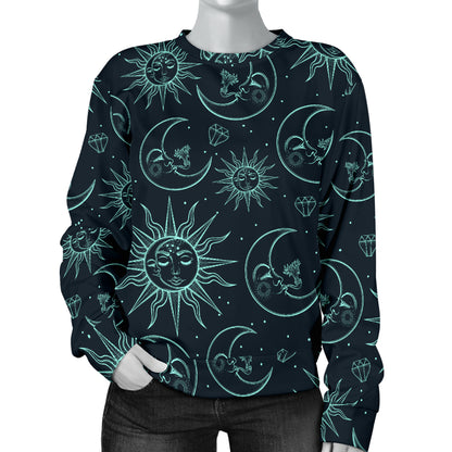 Sun Moon Magic Design Themed Print Women Long Sleeve Sweatshirt