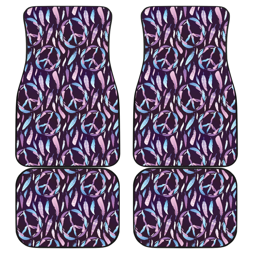 Peace Sign Feather Design Print Car Floor Mats Front Back