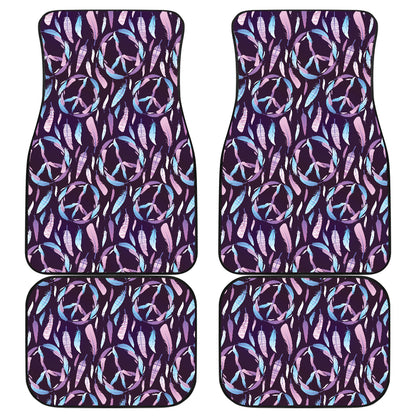 Peace Sign Feather Design Print Car Floor Mats Front Back