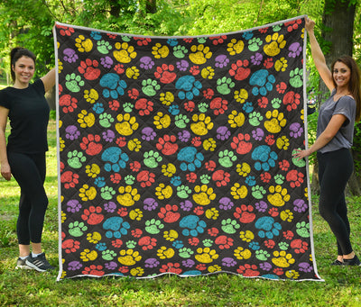 Paw Colorful Print Quilt Bedspread