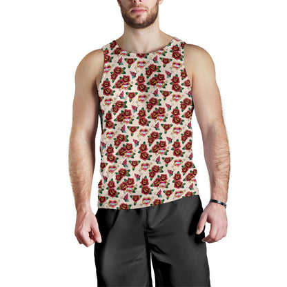 Old School Tattoo Rose Pattern Men Tank Top