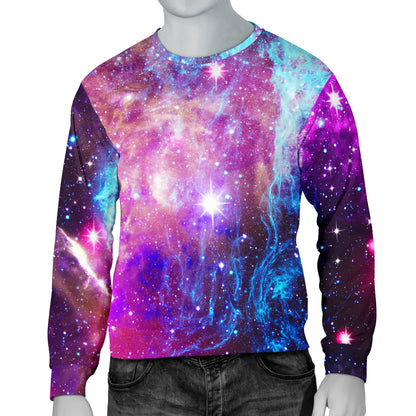 Galaxy Night Purple Space Print  Men Long Sleeve Sweatshirt