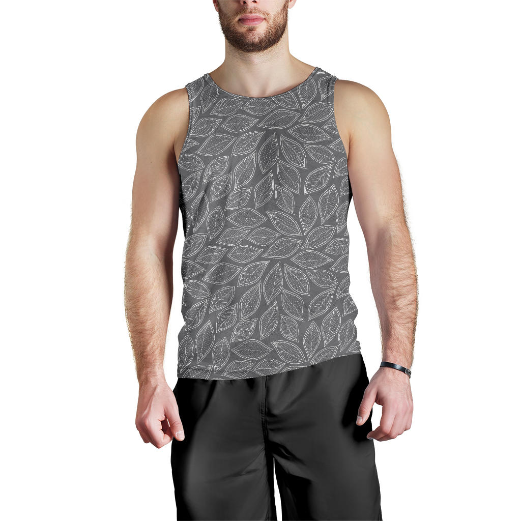 Elm Leave Grey Print Pattern Men Tank Top