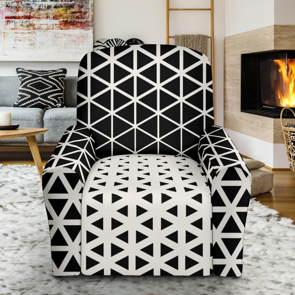 Geometric Black White Pattern Print Design 03 Recliner Slipcover with Pocket