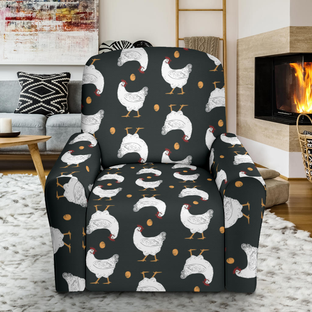 Chicken Pattern Print Design 06 Recliner Slipcover with Pocket