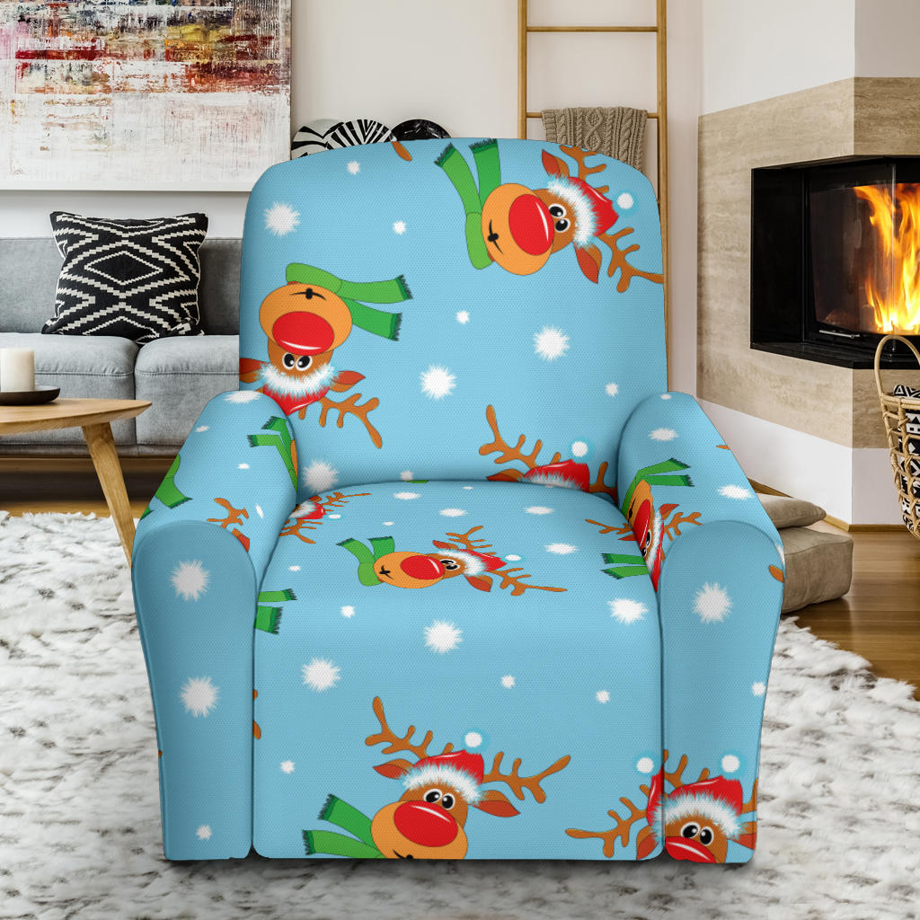 Reindeer cute Pattern Print Design 02 Recliner Slipcover with Pocket