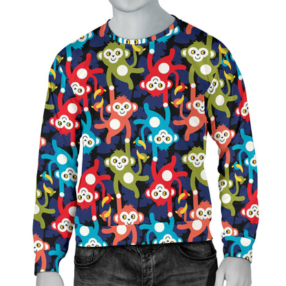 Monkey Colorful Design Themed Print Men Long Sleeve Sweatshirt