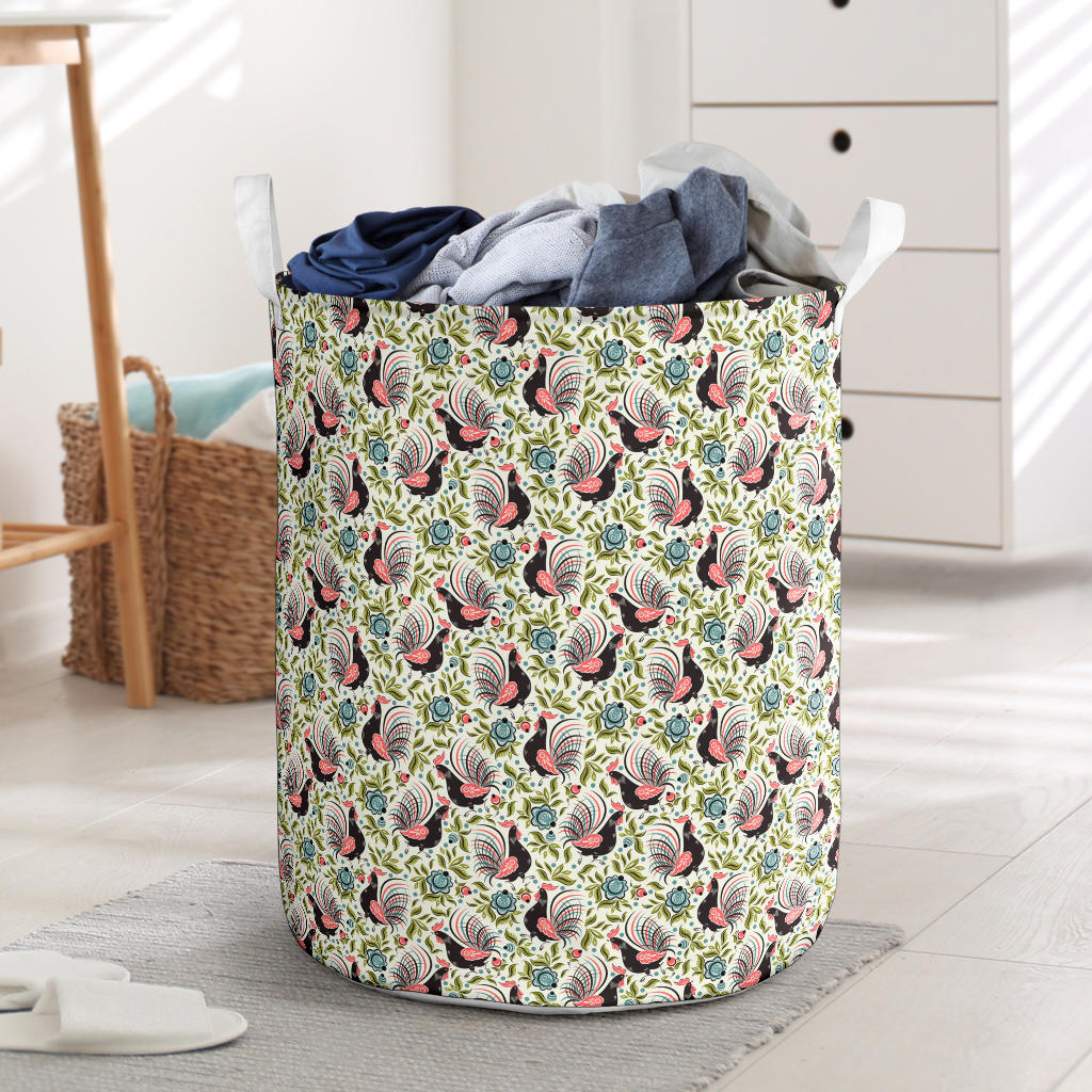 Rooster Print Design Laundry Basket