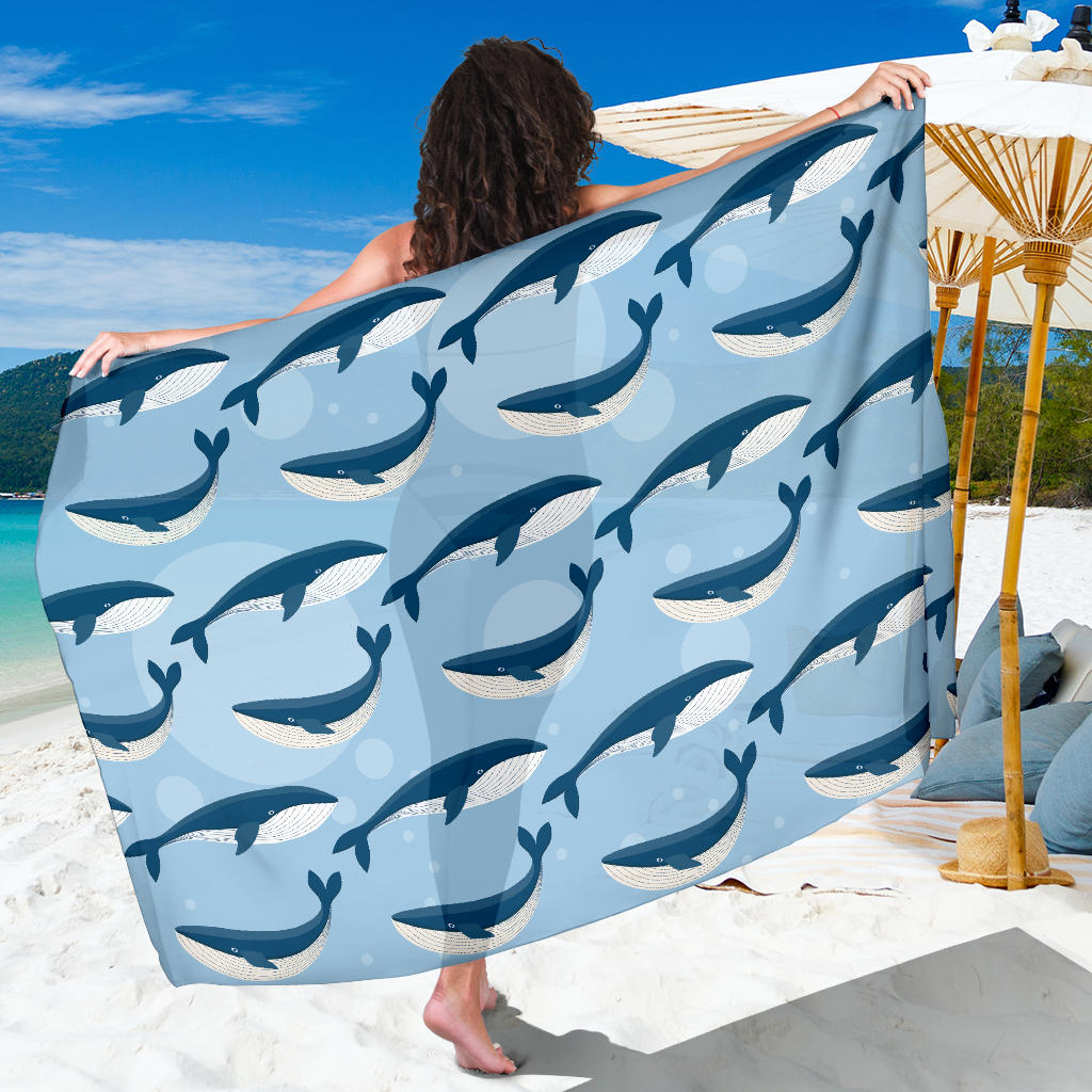 Blue Whale Pattern Print Design 02 Sarong Pareo Wrap