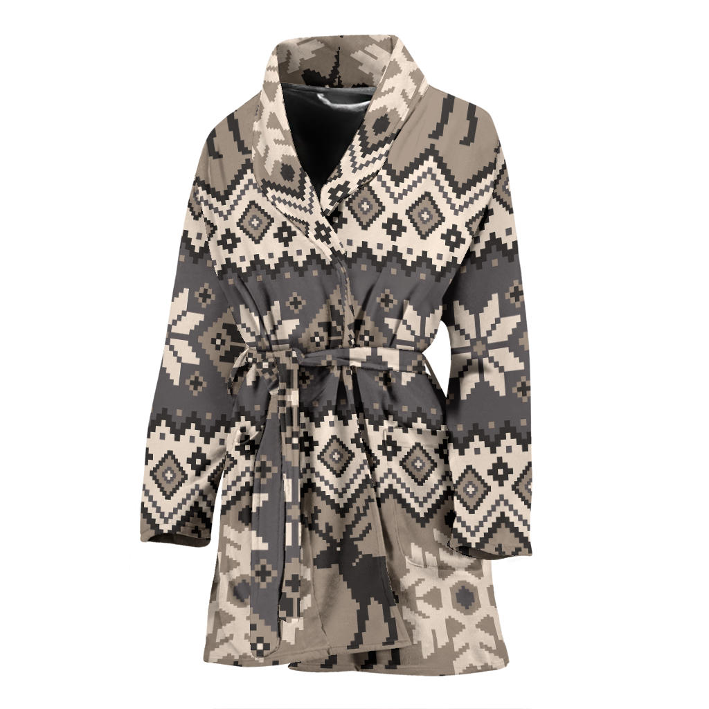Nordic Pattern Print Design A01 Women Bathrobe