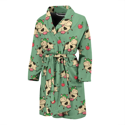 Cattle Print Design LKS402 Men Bathrobe