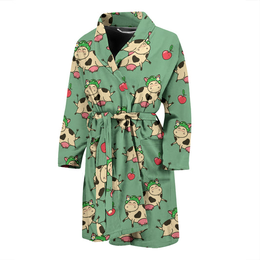 Cattle Print Design LKS402 Men Bathrobe