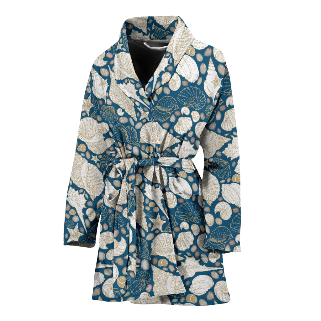 Seashell Print Design LKS308 Women Bathrobe