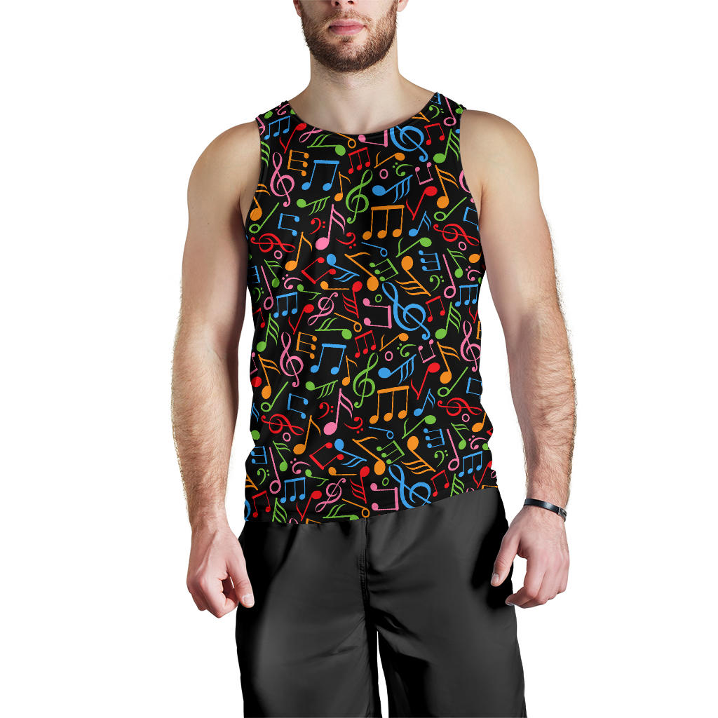Music Note Colorful Themed Print Men Tank Top