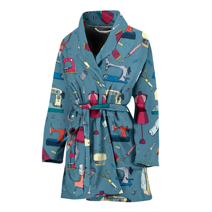 Sewing Equipment Print Design LKS301 Women Bathrobe