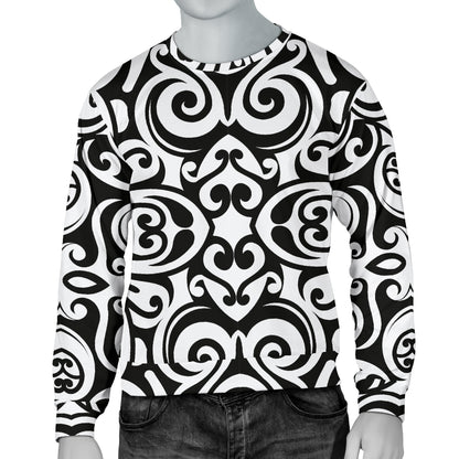 Polynesian Tattoo Pattern Men Long Sleeve Sweatshirt