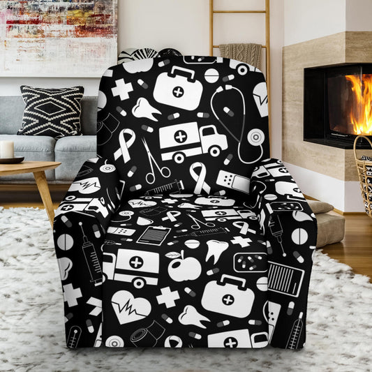 Medical Pattern Print Design 01 Recliner Slipcover with Pocket