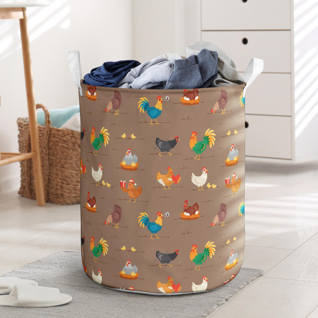 Chicken Happy Print Pattern Laundry Basket