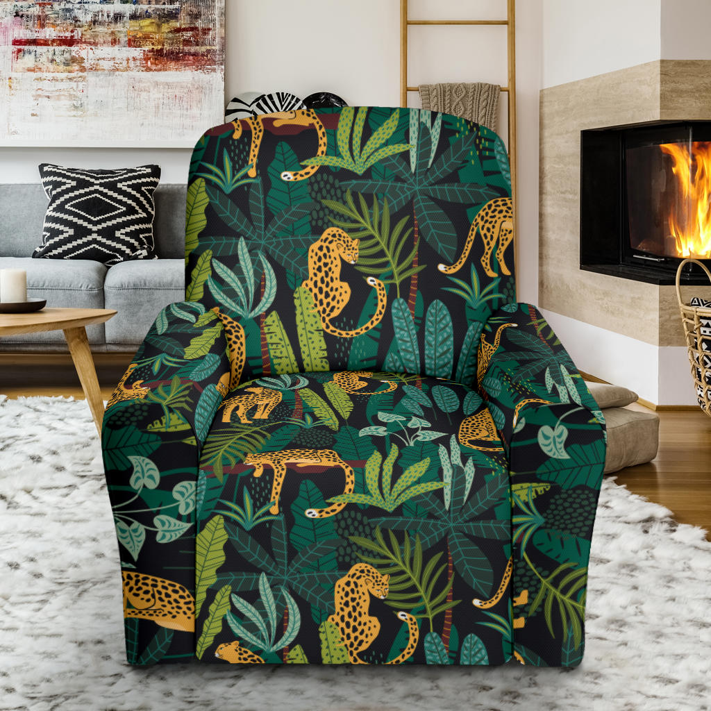Jaguar Jungle Pattern Print Design 03 Recliner Slipcover with Pocket