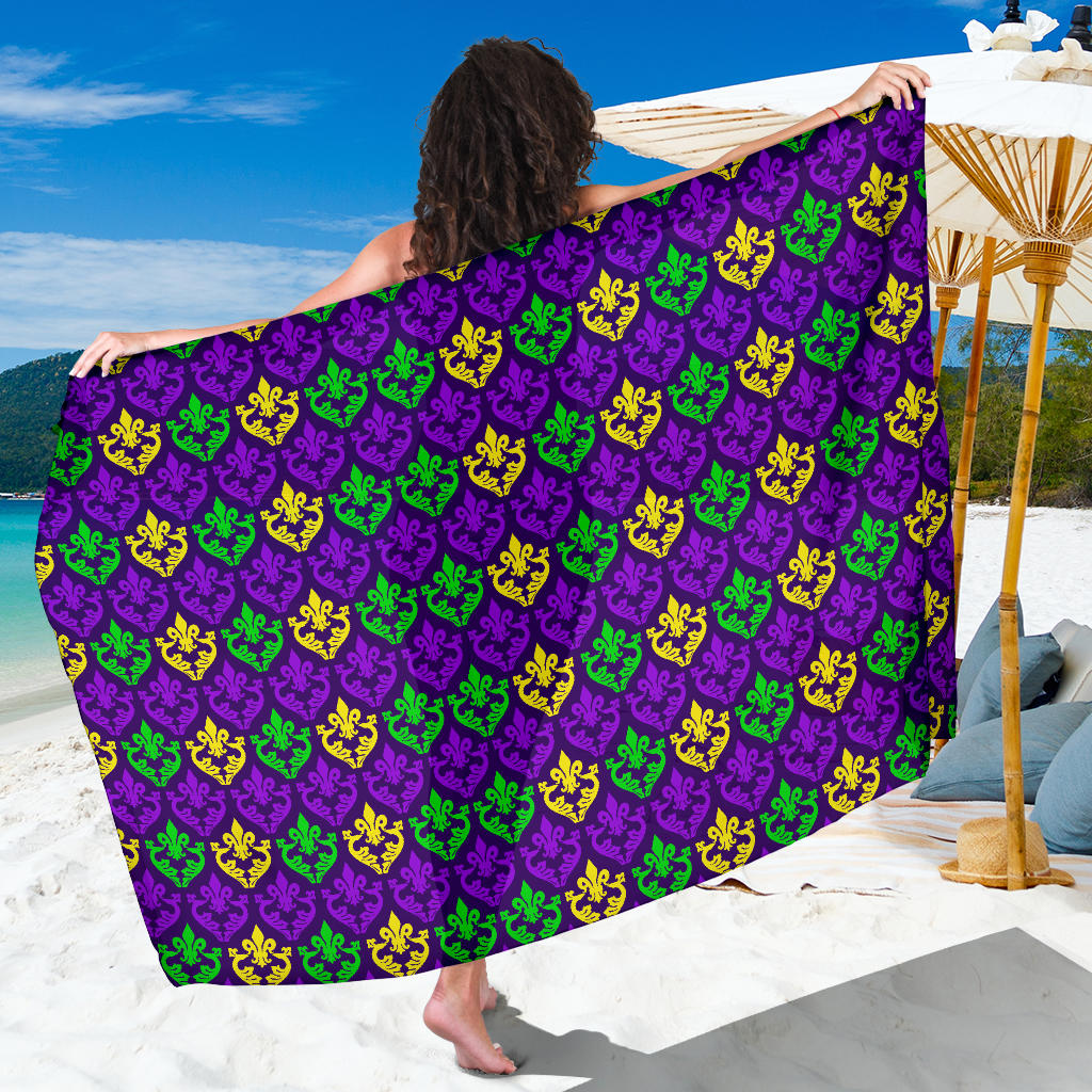 Mardi Gras Pattern Print Design 02 Sarong Pareo Wrap