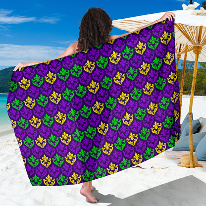 Mardi Gras Pattern Print Design 02 Sarong Pareo Wrap