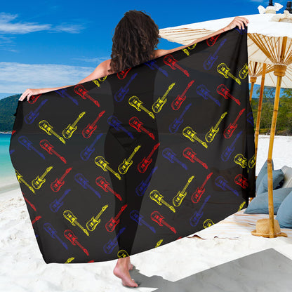 Electric Guitar Pattern Print Design 03 Sarong Pareo Wrap
