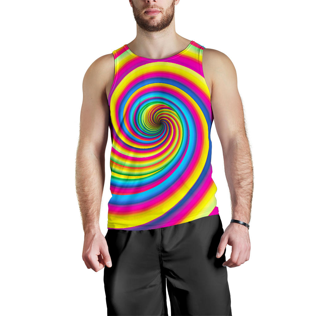 Vortex Twist Swirl Rainbow Design Men Tank Top