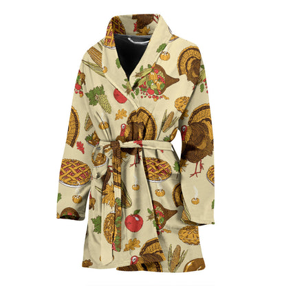 Turkey Pattern Print Design 02 Women Bathrobe
