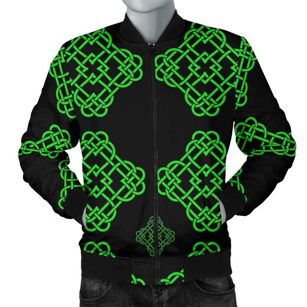 Celtic Knot Green Neon Design Men Bomber Jacket