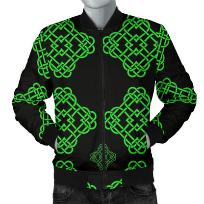 Celtic Knot Green Neon Design Men Bomber Jacket