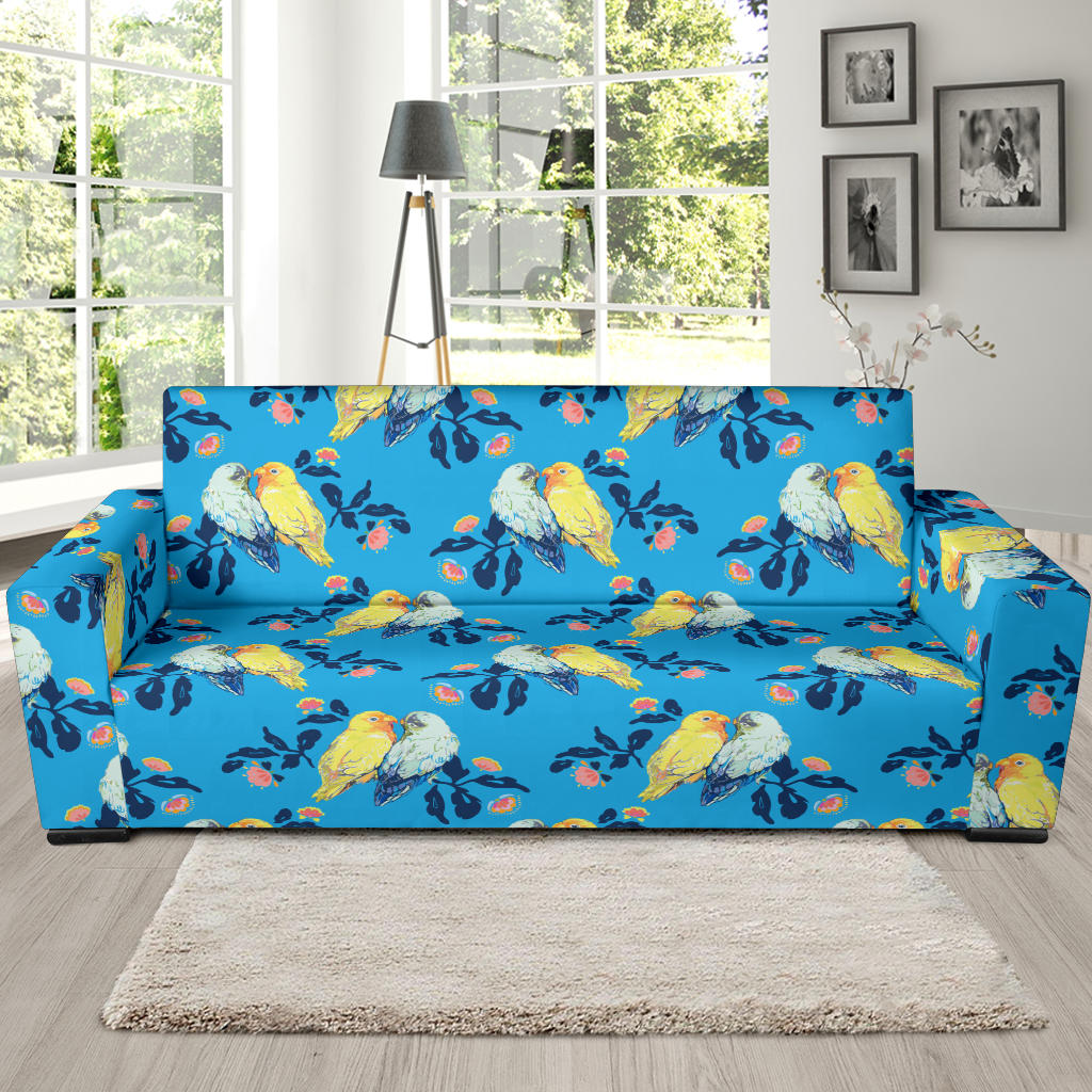 Lovebird Pattern Print Design 03 Sofa Slipcover