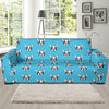 Boston Terrier Pattern Print Design 01 Sofa Slipcover