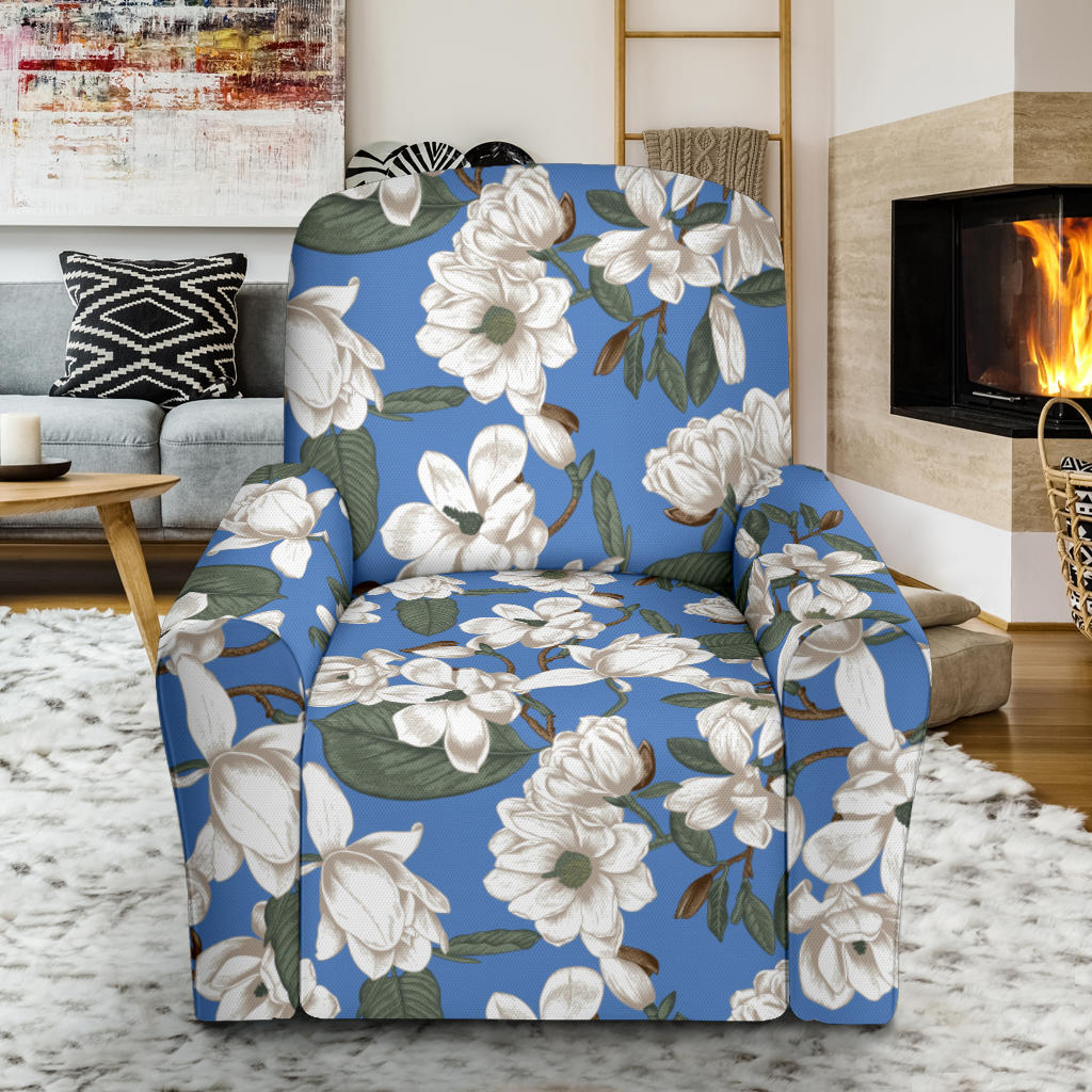 Magnolia Pattern Print Design 01 Recliner Slipcover with Pocket