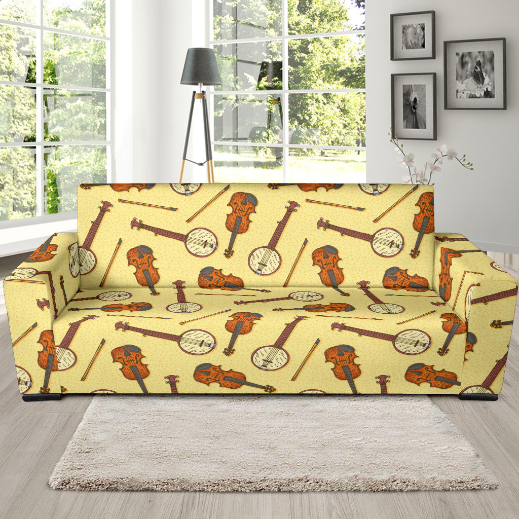 Banjo Violin Pattern Print Design 01 Sofa Slipcover