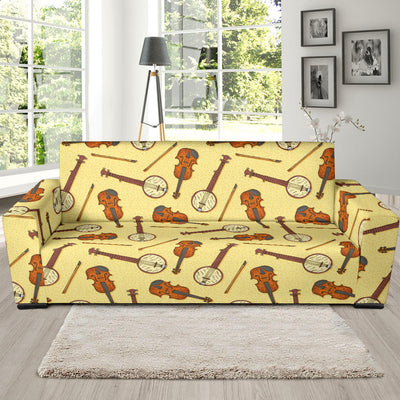 Banjo Violin Pattern Print Design 01 Sofa Slipcover