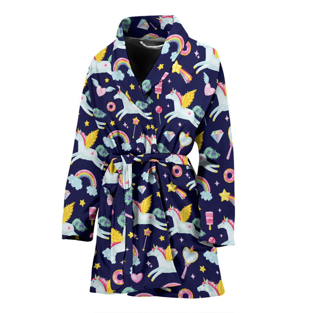 Pegasus Pattern Print Design 05 Women Bathrobe