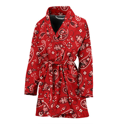 Bandana Paisley Red Print Design LKS3011 Women Bathrobe