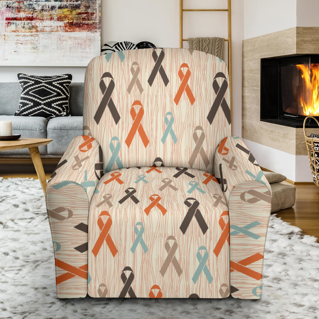Cancer Awareness Pattern Print Design 01 Recliner Slipcover with Pocket