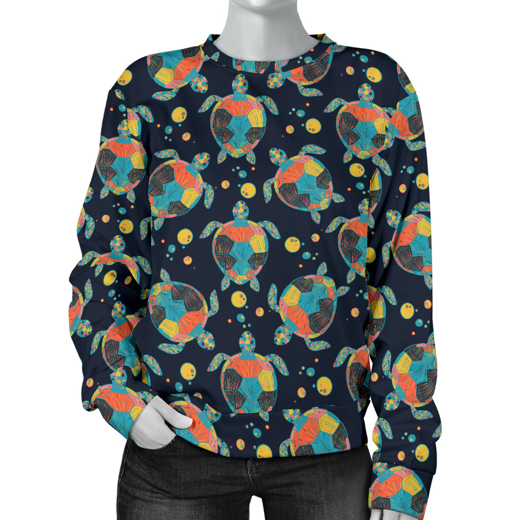 Sea Turtle Colorful with bubble Print Women Long Sleeve Sweatshirt