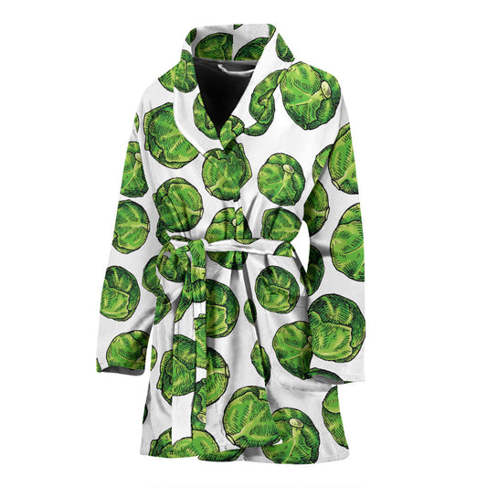 Brussels Sprouts Pattern Print Design 02 Women Bathrobe