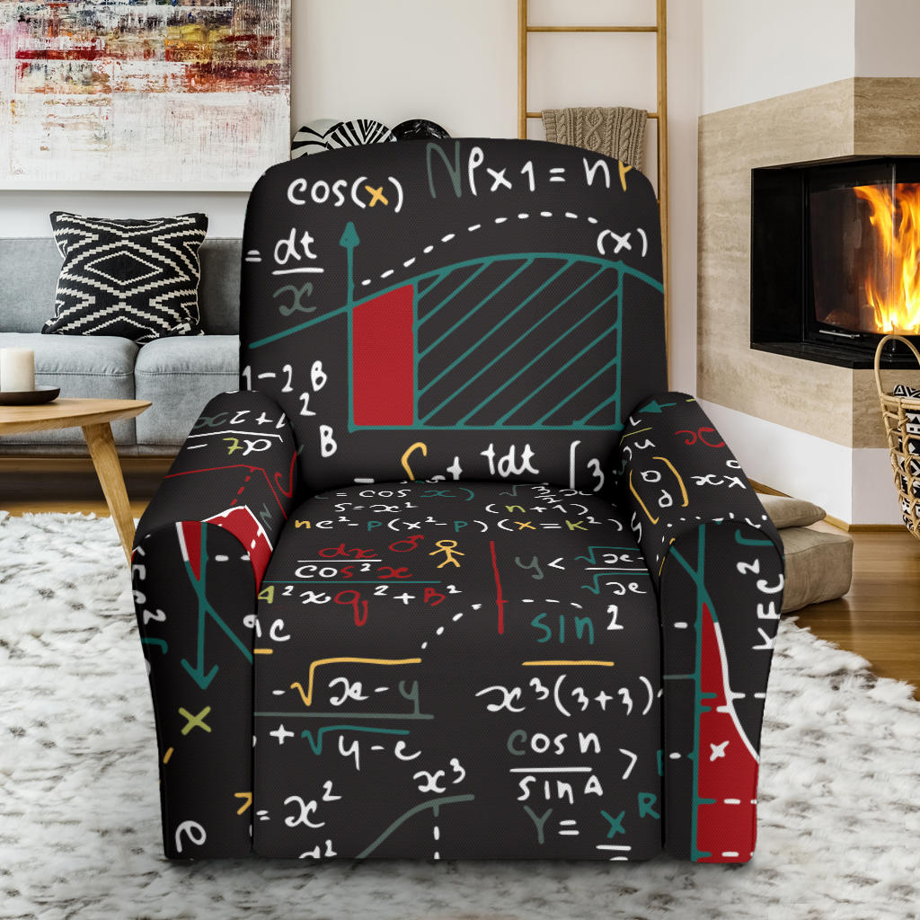 Math Pattern Print Design 04 Recliner Slipcover with Pocket