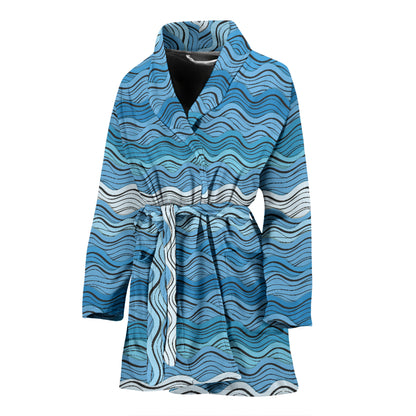 Wave Print Design LKS301 Women Bathrobe
