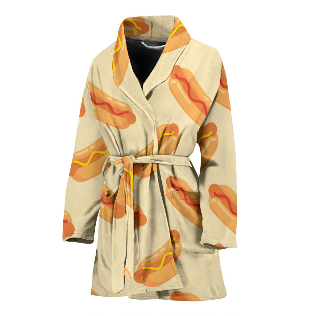 Hot Dog Pattern Print Design 05 Women Bathrobe