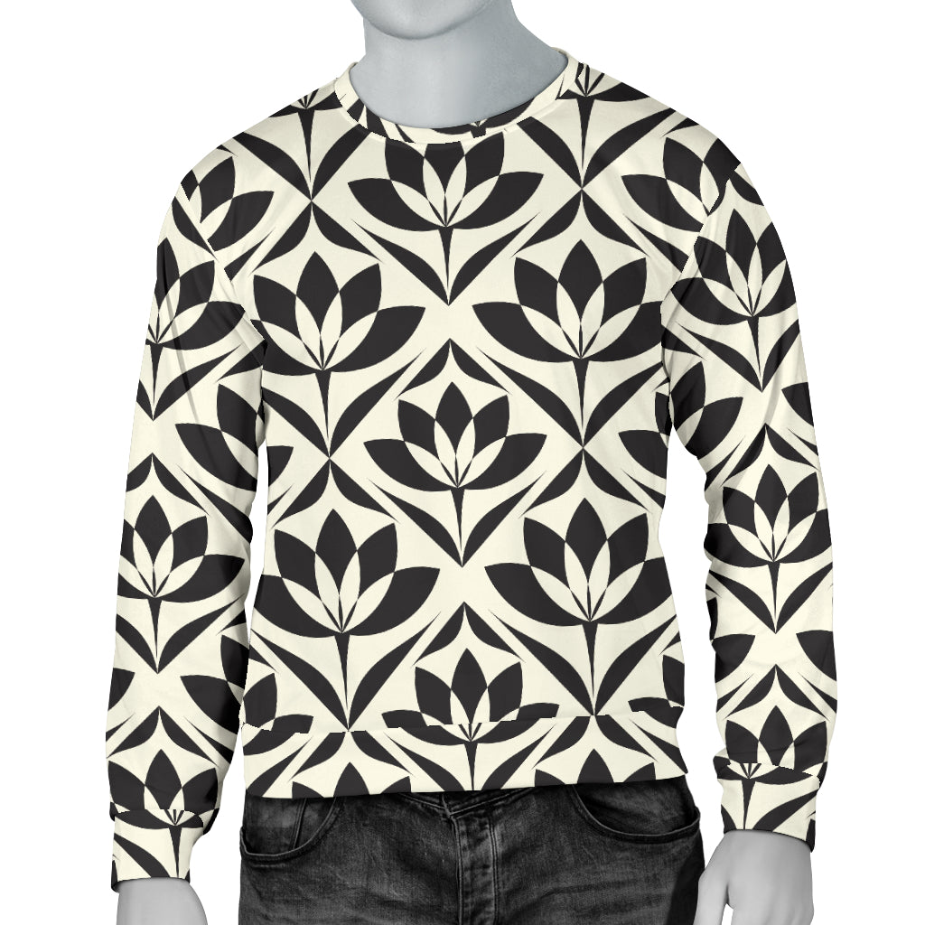 Lotus Pattern Print Men Long Sleeve Sweatshirt