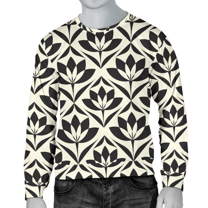 Lotus Pattern Print Men Long Sleeve Sweatshirt