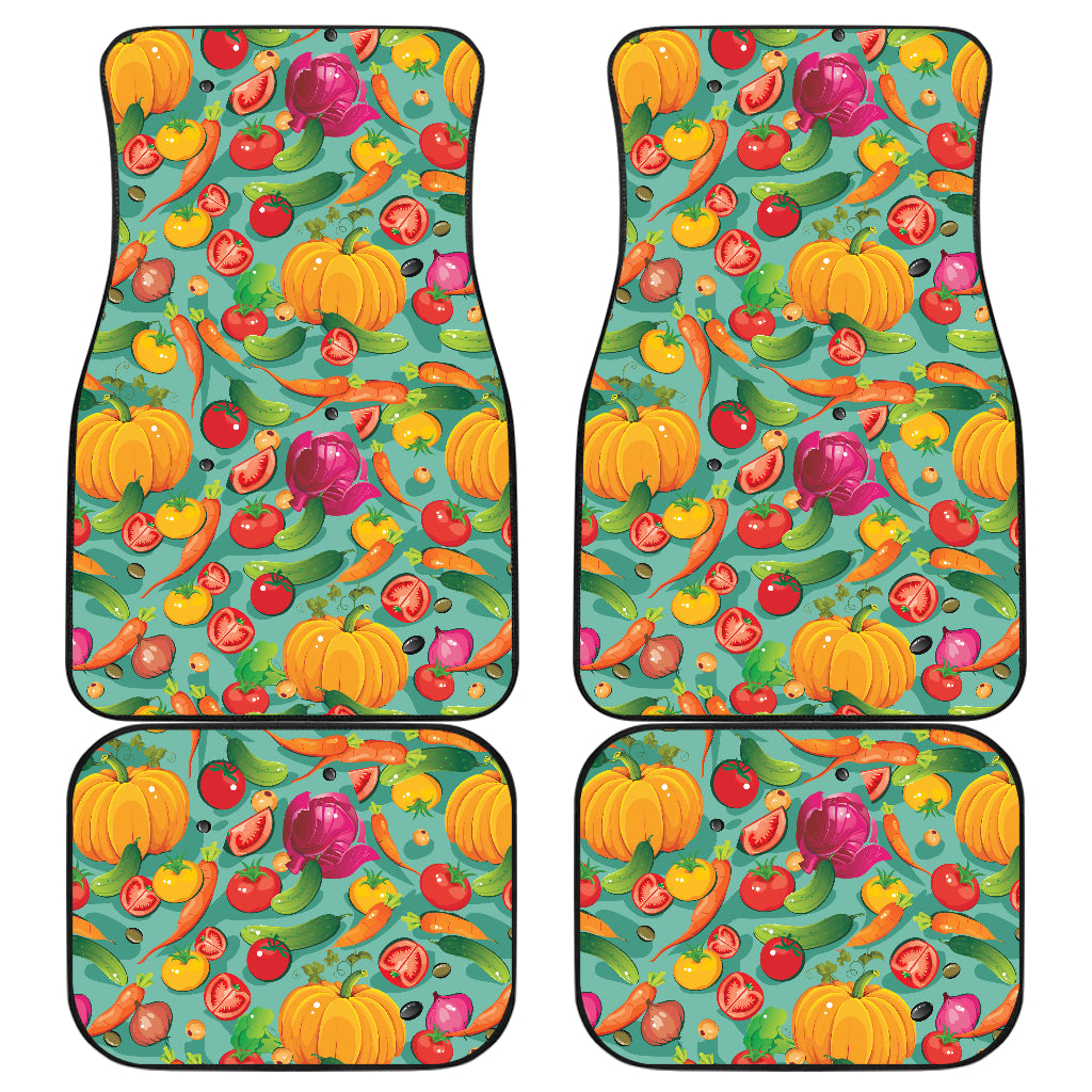 Vegan Colorful Themed Design Print Car Floor Mats Front Back