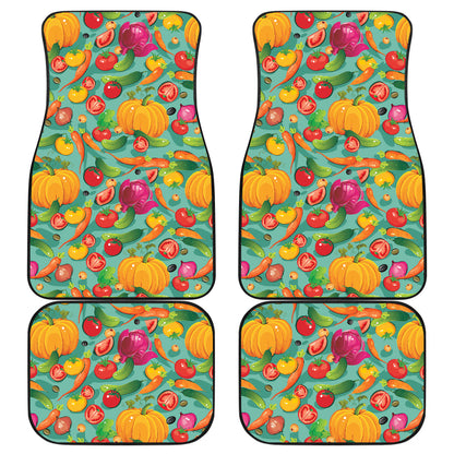 Vegan Colorful Themed Design Print Car Floor Mats Front Back