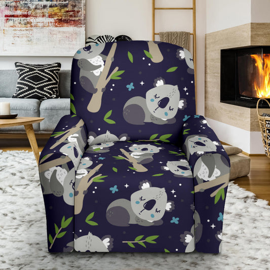 Koala Pattern Print Design 04 Recliner Slipcover with Pocket